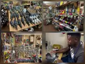 A collage of photographs showing handmade crafts, beadwork and plants at the Woza Moya Craft Store and nursery at Hillcrest AIDS Centre Trust.